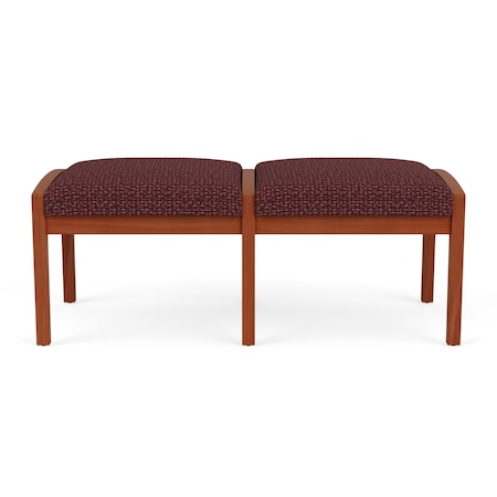 Lenox Wood 2 Seat Bench Wood Frame, Cherry, RF Nebbiolo Upholstery